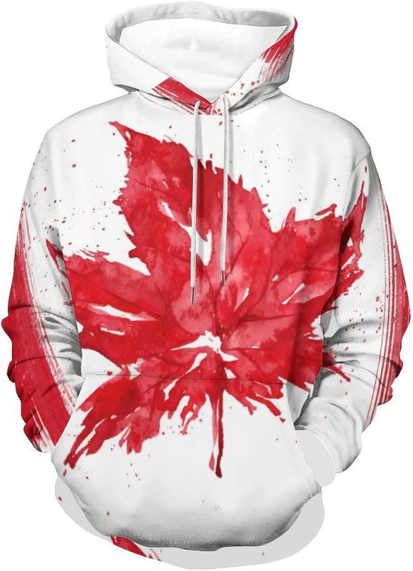 Lzihkst Canada Flag Novelty Hoodies Hooded Sweatshirts Long Sleeve Pullover with Pocket for Men Women Canada Flag 5X-Large