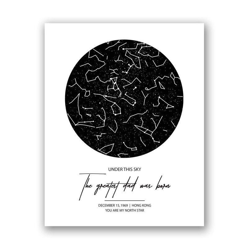 [SF Customizables] Daddy Custom Star Map, Valentine Gift for Dad From Daughter, Father Gift Constellation Map, Best Dad First Christmas Gift From Son