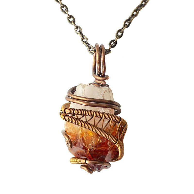 Designs by Nature Gems Raw Citrine Necklace, November Birthstone Jewelry, With 24 Inch Antique Bronze Chain, Genuine Raw Crystal, Handmade in Canada antique-bronze-copper