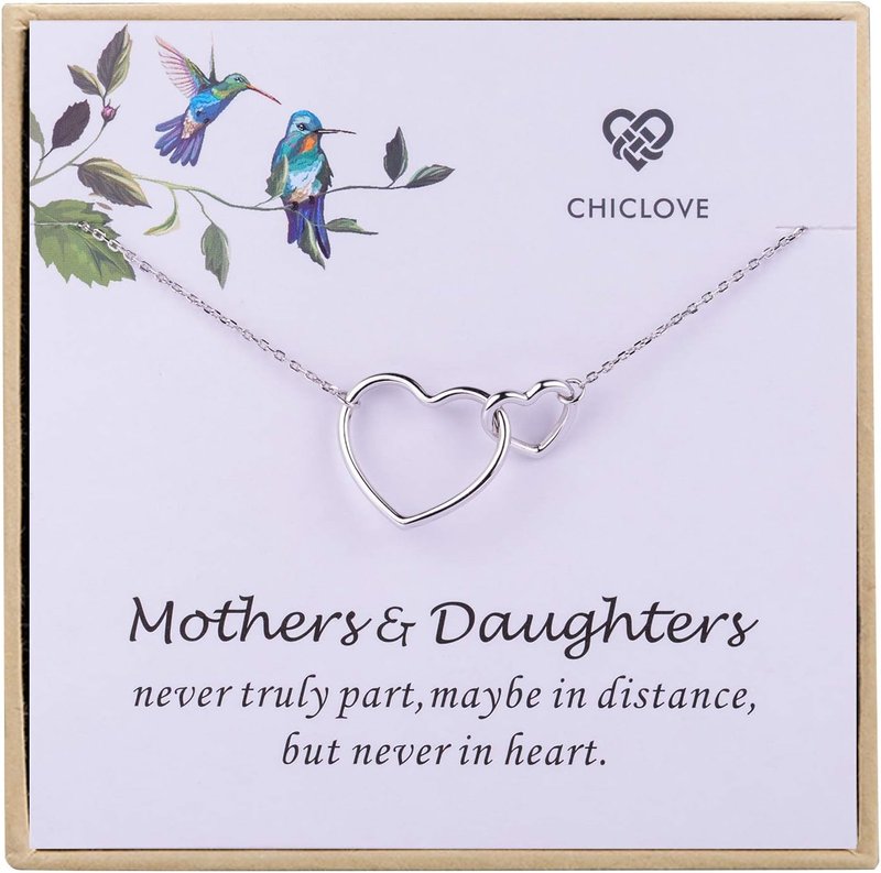 CHICLOVE Mother Daughter Necklace Gift From Mom and Dad, Daughter Gifts From Dad, Father Daughter Necklace Valentine's Day Birthday Christmas Gifts for Teen Girls Women, Sterling Silver, Cubic