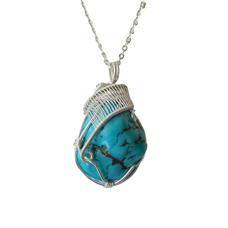 NEW Designs by Nature Gems Raw Turquoise Necklace, December Birthstone Jewelry, With 24 Inch Chain Silver Plated Brass Chain, Genuine Raw Crystal, Handmade in Canada