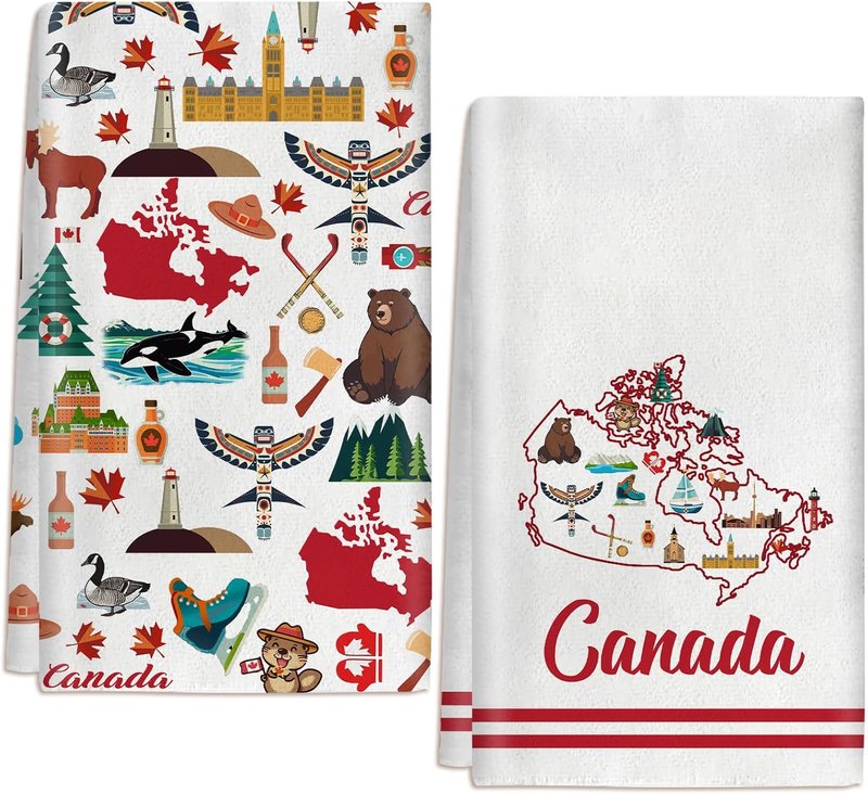 2 Pcs Canada Kitchen Towel Canada Souvenirs Canadian Gifts Maple Leaf Towel Canadian 24 x 16 Inch Kitchen Tea Towels