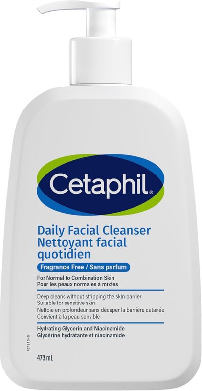 Cetaphil Daily Facial Cleanser Fragrance Free (473ml) - Deep Cleansing Face Wash, Ideal for Normal to Combination to Oily Skin, Dermatologist Tested  Unscented 473 ml (Pack of 1)