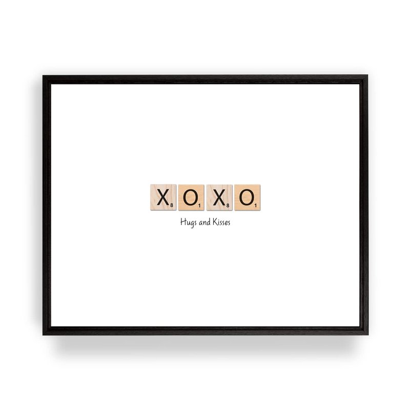 [SF Customizables] Valentines Gift Scrabble Print Hugs and Kisses Definition Crossword Tile Print Wall Art [Framed Poster]