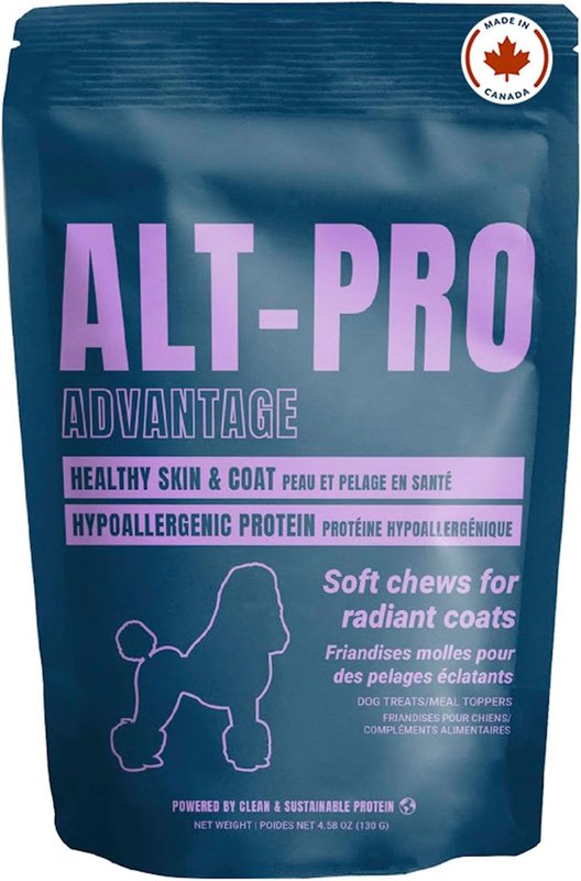 Healthy Skin & Coat Soft Chews by ALT-PRO Advantage | Soft Dog Treats with Omega Fatty Acids | Supports Healthy Skin and a Shiny Coat | Hypoallergenic Protein | Made in Canada | Pack of 1 (130G)