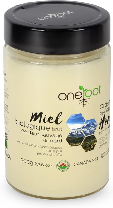 Oneroot 100% Organic Honey Made in Canada | Unheated, Creamed & Unpasteurized | Nutrient Rich Raw Wildflower Honey With Enzymes | Raw Organic (500g)