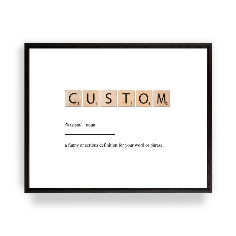 [SF Customizables] Scrabble Custom Definition Crossword Print Personalized Letter Tile Print Wall Art [Framed Poster]
