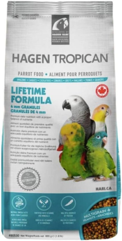 Tropican 1.8-Pound (Pack of 1) Lifetime Maintenance Parrot Granules, Standup Air Barrier Zipper Bag, Beige, Packaging may vary 820 g (Pack of 1)