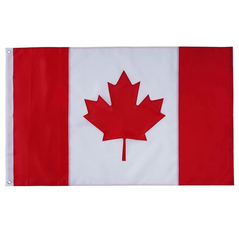 SYII Canada Flag 5x8 Ft Outdoor, Embroidered Canadian CAN Flags with 3 Brass Grommet and Sewn Stripes, Heavy Duty 210D Polyester 5x8 Feet Canada Flag