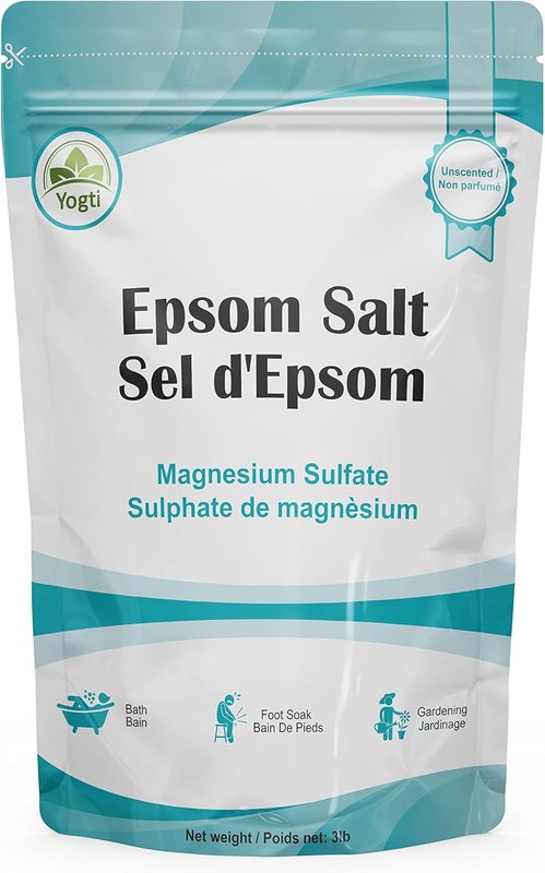 Yogti Epsom Salt, Premium Quality Bath Salt- Canadian Brand 3 pound, White, 1.3608 kg (Pack of 1) - Package May Vary