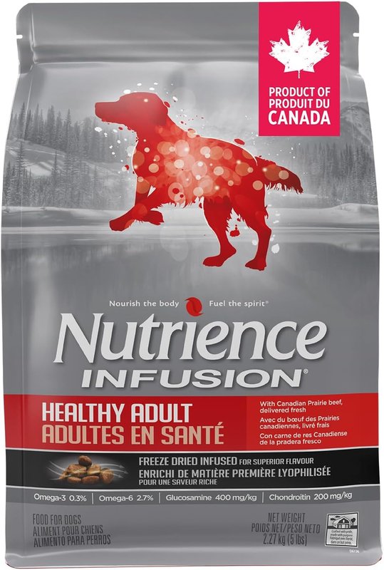 Nutrience Infusion Healthy Adult Dog Food, 2.27 kg (5 lbs), Freeze-Dried Canadian Beef, Dry Dog Food, Nourriture Pour Chien, Manger Pour Chien