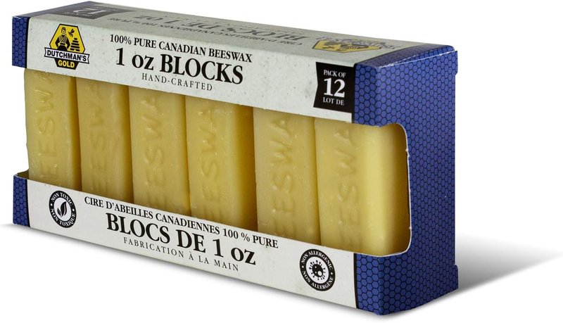 Dutchman’s Gold Canadian Yellow Beeswax Block - Pack of 12 (1 oz Each) - Cosmetic-Grade Natural Beeswax for Candle Making, Soap, Crafts, Beauty - Pure Beeswax Bars - Safe and Easy to Melt
