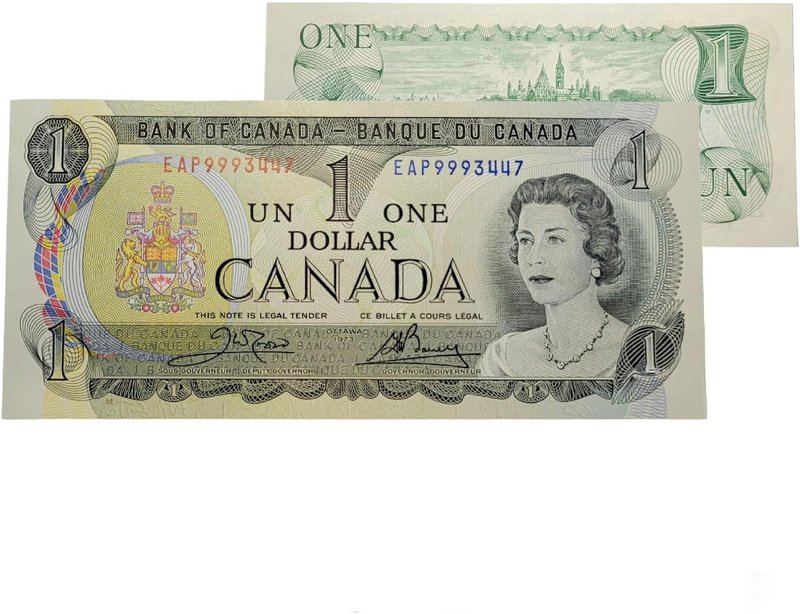 1973 Canada One Dollars Bill - Uncirculated Banknote - Authentic Canadian $1 'Random Serial Number and Signature'