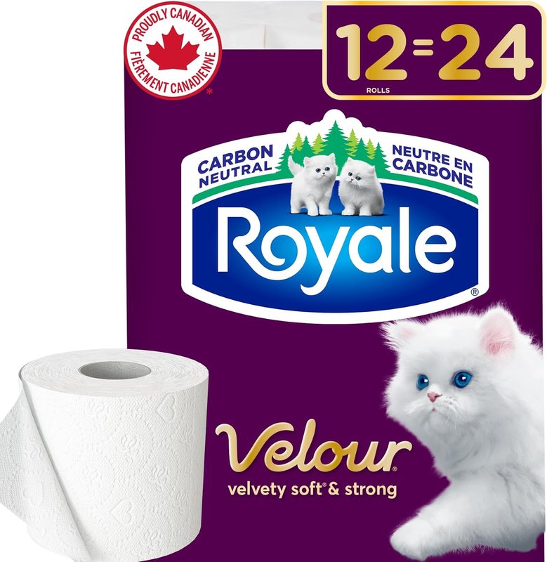 Royale Velour Toilet Paper, 12 Equal 24 Rolls, 142 Bathroom Tissues per roll