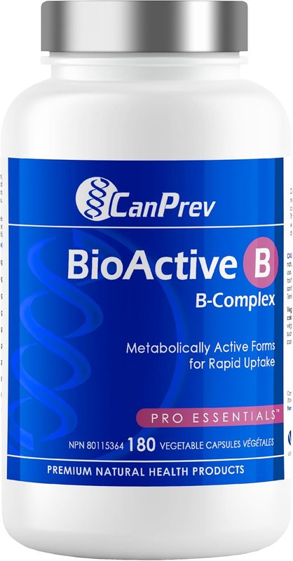 CanPrev BioActive B Vitamin 180 V-Capsules 60-Day Supply - B Vitamin Blend with B1, B2, B3, B5, B6, B12, Folate, Biotin, Choline & Inositol - Support Energy and Metabolic Functions - Vegan Friendly 180 count (Pack of 1)