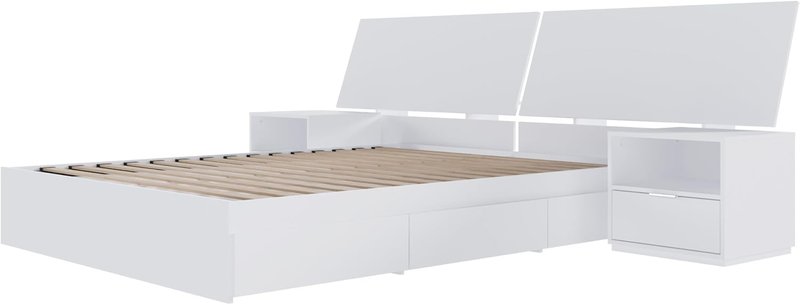 Nexera Oslo 4-Piece Reversible Storage Bedroom Set, White, Queen Queen White