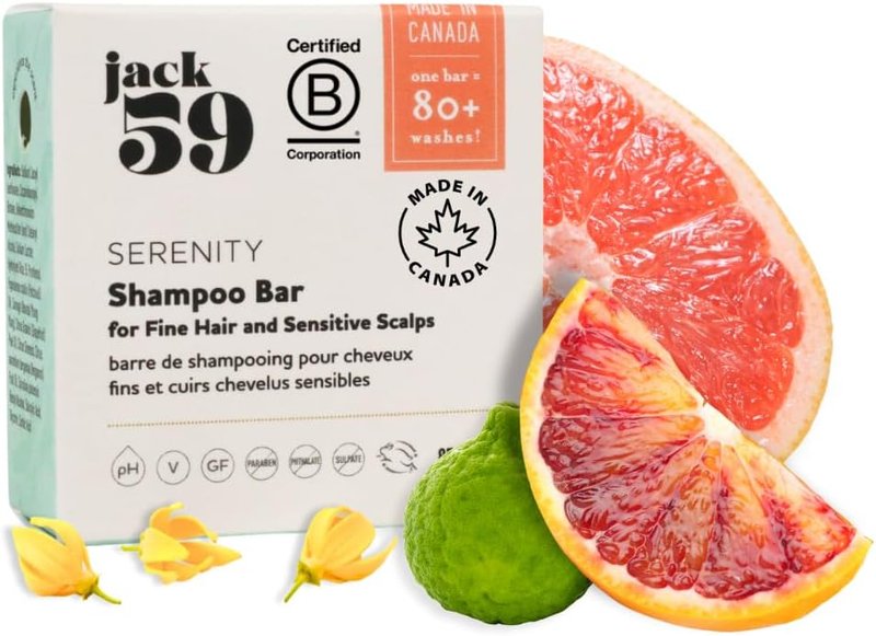 All Natural Shampoo Bar for Fine Hair and Sensitive Skin, Organic Shampoo Bars for Women & Men with Essential Oil Blend for Hair Strength & Shine, Shampoing en Barre Made in Canada, Serenity, 3oz