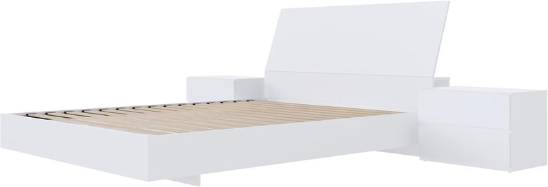 Nexera Porter 4-Piece Floating Platform Bedroom Set, White, Queen Queen White