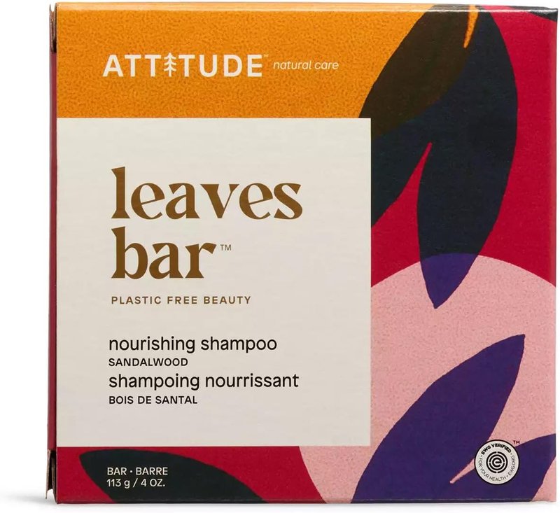 ATTITUDE Nourishing Shampoo Bar, Made in Canada, Natural Origin, For Healthy-Looking and Soft Hair, Avocado Oil, EWG Verified & Clean Ingredients, Vegan, Sandalwood, 113 g