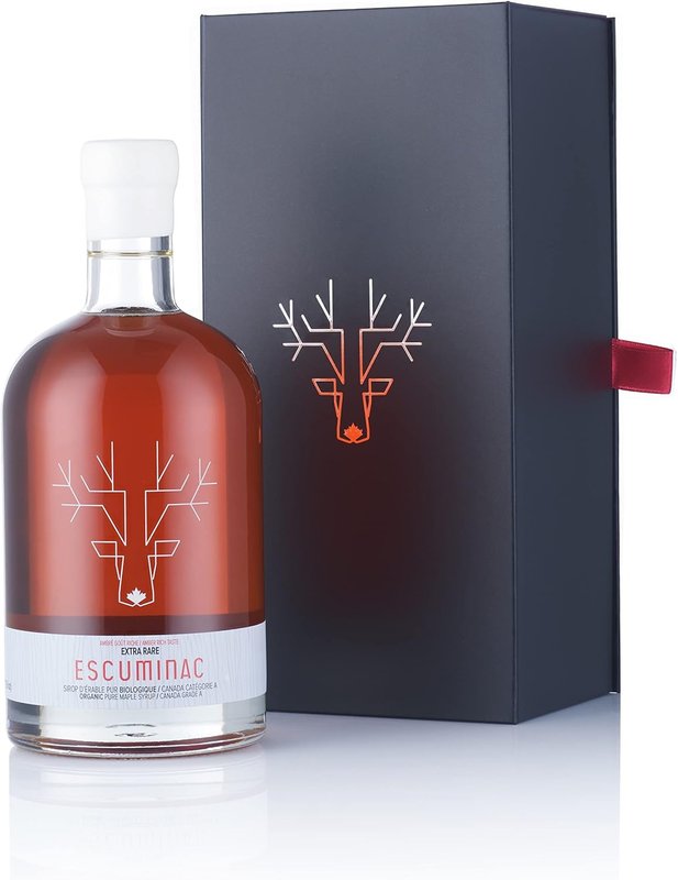 Escuminac Extra Rare Organic Luxury Maple Syrup Gift Box - Amber Rich Taste, 500/16.9 Fl Oz Bottle, Unparalleled Elegance: Exceptional Canadian Flavors in a Gourmet Collection
