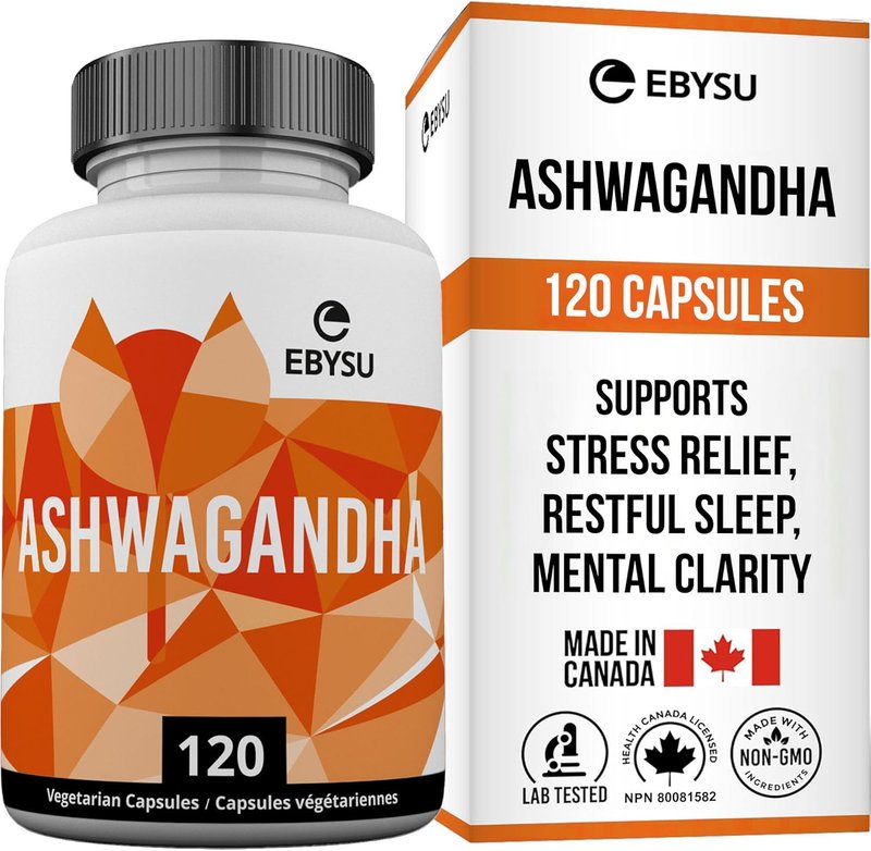 EBYSU Ashwagandha Supplement (Made in Canada) – 120 Capsules – Ashwagandha with Black Pepper Extract – Traditionally Used in Ayurveda – Ashwagandha Capsule for Nervine Tonic, Sleep Aid & Memory