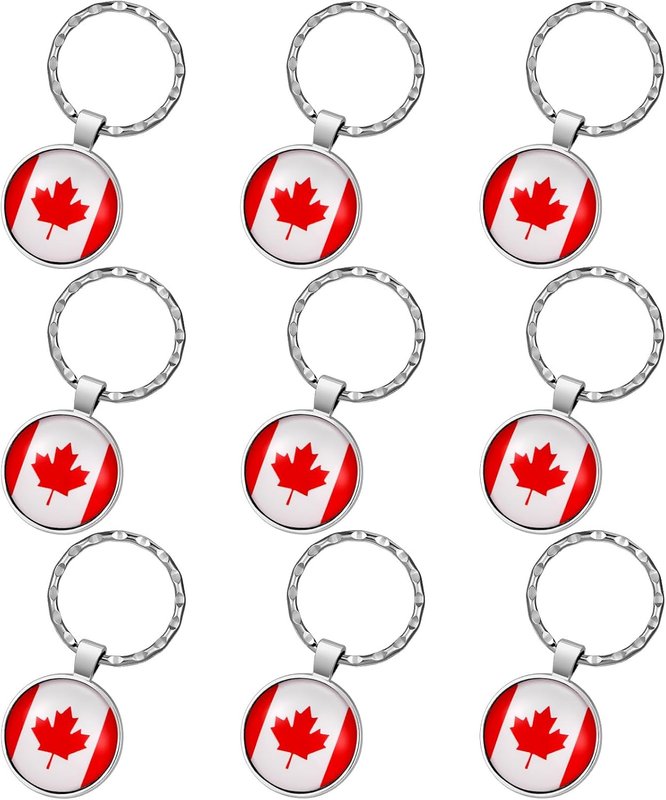 Guiqulai 9 Pcs Canada Keychain, Canada Souvenirs Maple Leaf Key Chain Canadian Flag Keyrings Canadian Souvenirs Maple Leaves Keychain for Friends Family Schoolmate Colleague Women Men