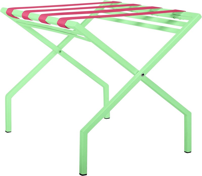 Innit Designs 11.16.05n Suba Nylon Strapped Luggage Stand, Pink On Mint