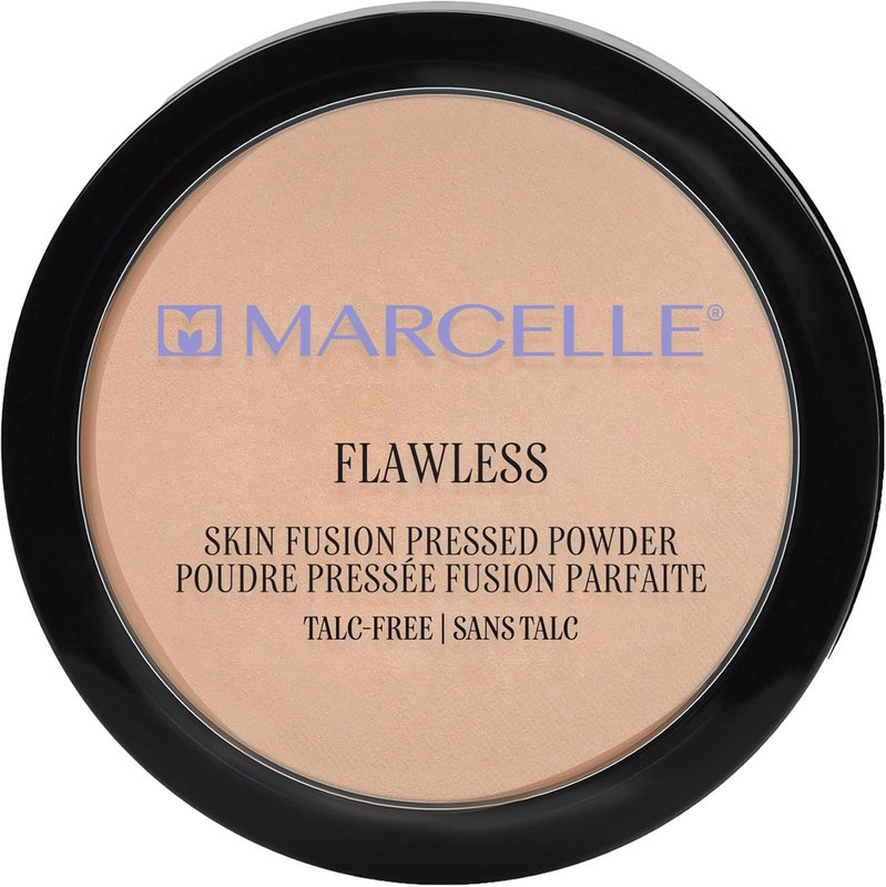 Marcelle Flawless Skin Fusion Pressed Powder, Buff Beige, Talc-Free, Natural Matte Finish, Silky Texture, Hypoallergenic, Fragrance-Free, Cruelty-Free, Paraben-Free, Non-Comedogenic, Mineral Oil-Free, 7 g