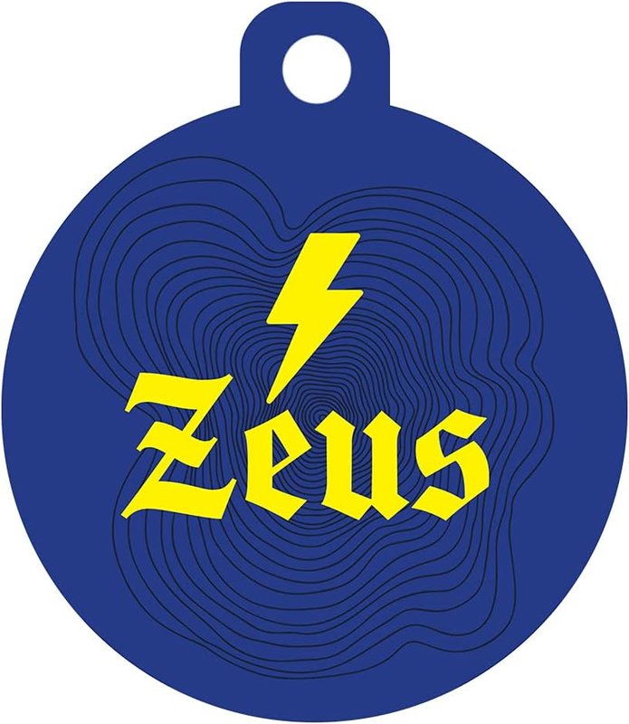 Dog Cat Custom Pet ID Tag - Mythology - Personalize Colors and Add Contact Info to The Back (Zeus)