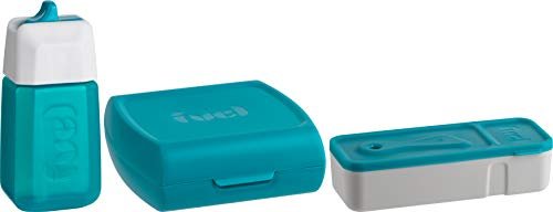 Trudeau Fuel 3-Piece Lunch Set Includes Sandwich Box, Juice Box and Snack and Dip Holder, Tropical Blue (39508326)
