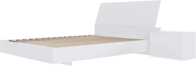 Nexera Porter 3-Piece Floating Platform Bedroom Set, White, Double Full White