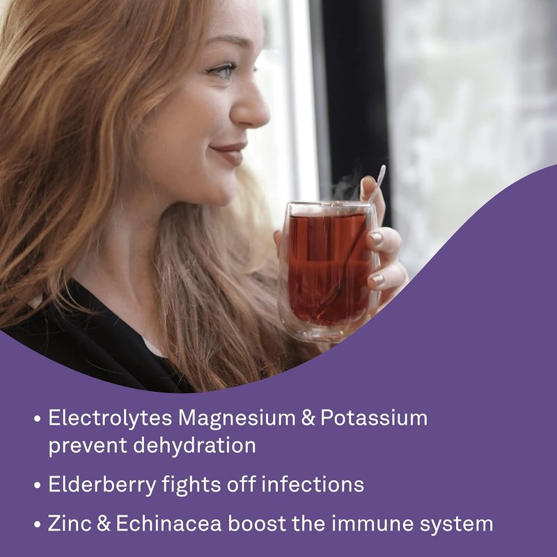 Organika Canadian-Made Electrolytes Defence with Elderberry and Echinacea- Citrus Berry - Immune System Support, Sugar Free Hydration and Electrolyte Replenishment- 180g
