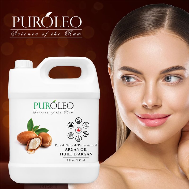 PUROLEO Argan Oil 32 Fl Oz/946 ML (Packed In Canada) 100% Pure argan oil for hair, Face & Skin Carrier Oil, Imported from Morocco, argon oil, maroko oil 946 ml (Pack of 1)