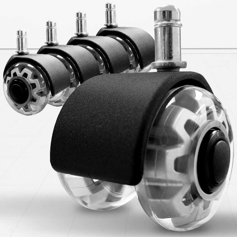MotionGrey - Premium Dual Office Chair Wheels Replacement for Hardwood Floors, Chair Casters Replacement, Heavy Duty Desk Chair Wheels for Replacing Chair Mat, Rollerblade Casters