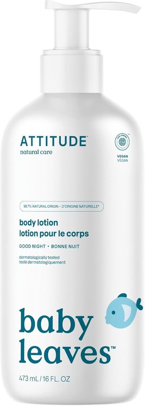 ATTITUDE Baby Lotion, Made in Canada, EWG Verified Moisturizer, Dermatologically Tested Moisturizing Cream, Vegan and Cruelty-Free, Good Night, 473 mL Good Night 473 ml (Pack of 1)