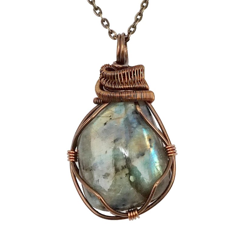 NEW Designs by Nature Gems Natural Labradorite Necklace, Leo, Scorpio & Sagittarius Birthstone Jewelry, With 24 Inch Antique Bronze Chain, Genuine Raw Crystal, Handmade in Canada
