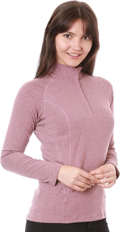 Nozone Umbria Equestrian Shirt, Long Sleeved Quarter Zip Polo for Women, UPF 50+ X-Small Heather Rose Brown
