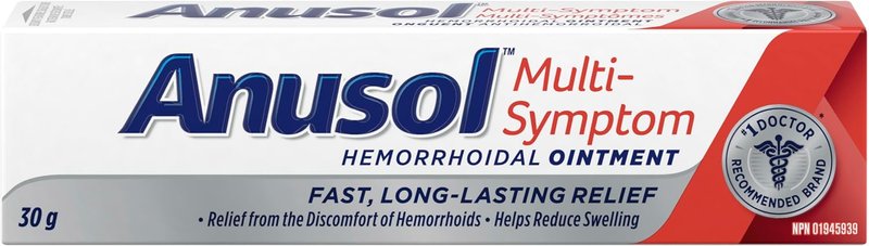 Anusol Multi-Symptom Hemorrhoidal Ointment - Made in Canada - Hemorrhoid Relief for Internal & External Use- 30g (Pack of 1)