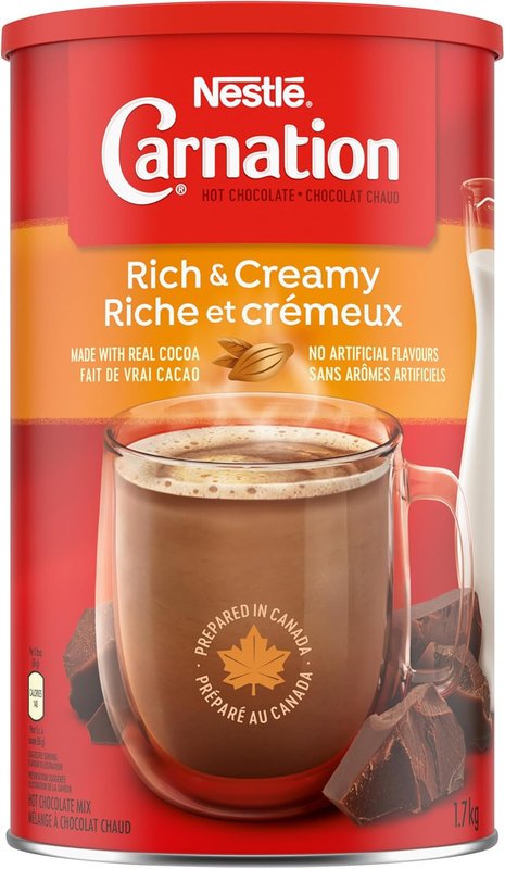 CARNATION Nestle Rich and Creamy Hot Chocolate, 1.7 kg (Pack of 1), Imported from Canada} Canister Rich and Creamy 1.7 kg (Pack of 1)