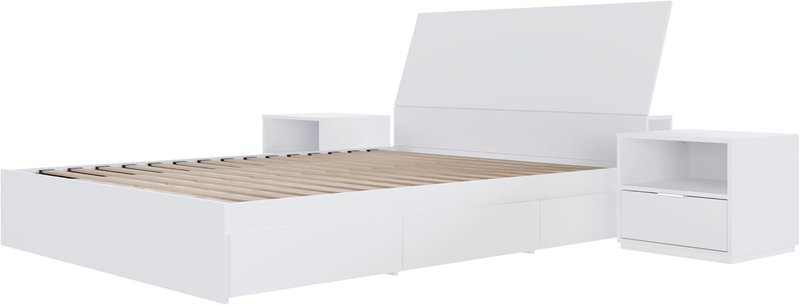 Nexera Porter 4-Piece Reversible Storage Bedroom Set, White, Queen Queen White