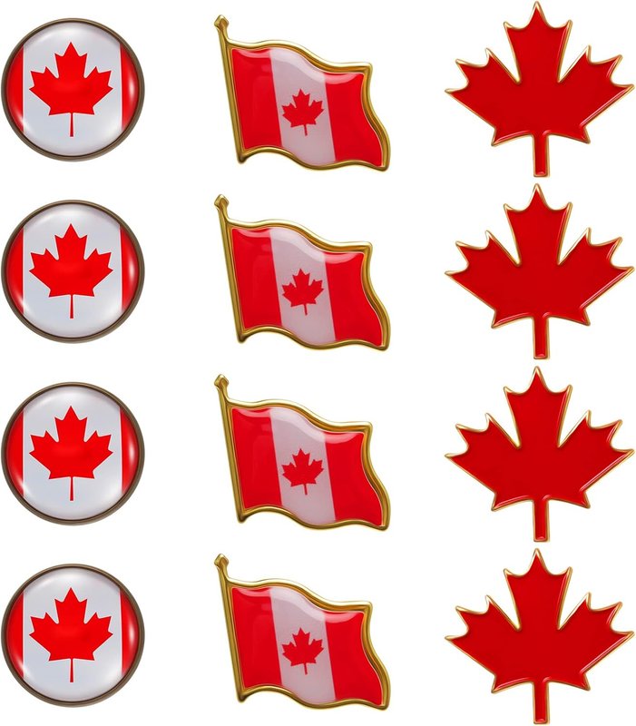 ETEYES 12 Pcs Canada Flag Pin, Canadian Metal Lapel Pins Maple Leaf Pin Canada Brand Badge For Men Women