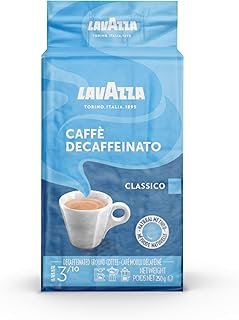 Lavazza - Decaf Classico Ground Classico Blend - 250g Brick - Authentic Italian, Medium Roast Decaf Blend - Perfect for Cappucino, Latte, Espresso, and More