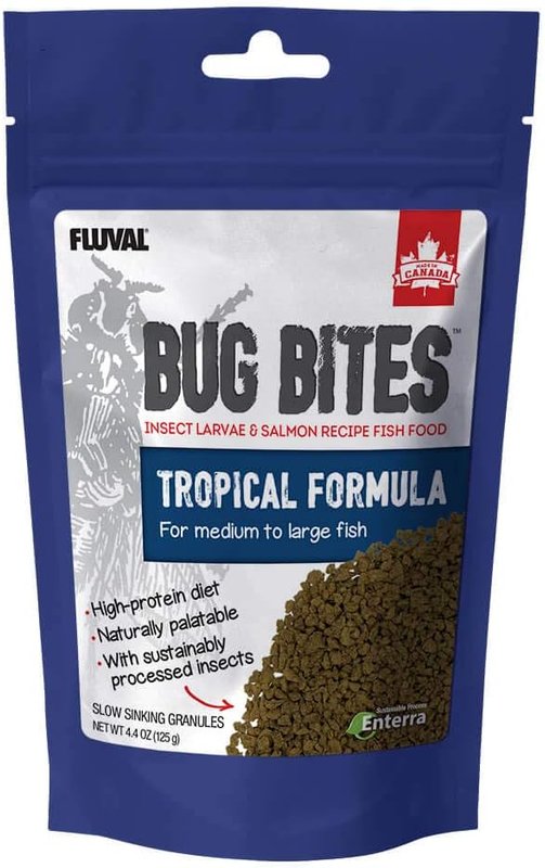 Nutrafin Bug Bites Tropical Formula – Medium to Large Fish - 1.4-2.0 mm granules – 125 g (4.4 oz)