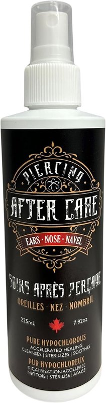 Piercing Aftercare Spray - Ear, Nose, Navel, Belly Button & Body Piercing Cleaner with Hypochlorous Acid - Piercing Aftercare Solution Formula - Ideal Hole Cleaner for Piercings - No Alcohol - 225ml