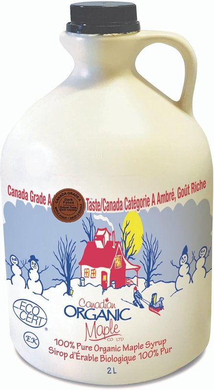 Canadian Organic Single Source Pure Real Organic Award Winning Maple Syrup | 2L Large Bulk Jug | Grade A Dark Robust Taste and Velvety Smooth texture | Perfect for Smoothies and Marinades