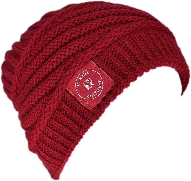 Canada Knitwear - Knit Beanie Hats for Women Ski Skull Cap Slouchy Winter Hat Aran Pattern Daily Toque Gifts Tuque Beanies Red