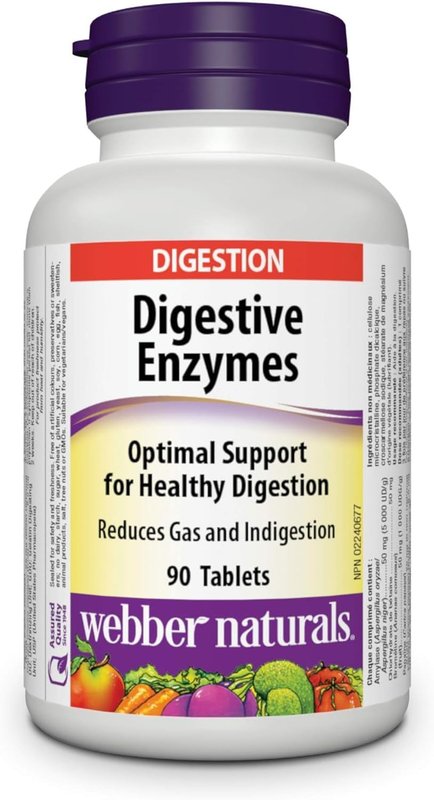 Webber Naturals Digestive Enzymes, 90 Tablets, Digestive Support, Vegan 90 count (Pack of 1)
