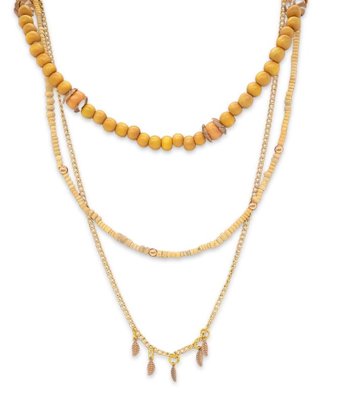 Handcrafted Copper & Wood Tiered Statement Necklace - Unique 5th Anniversary Gift for Autumn Fashion