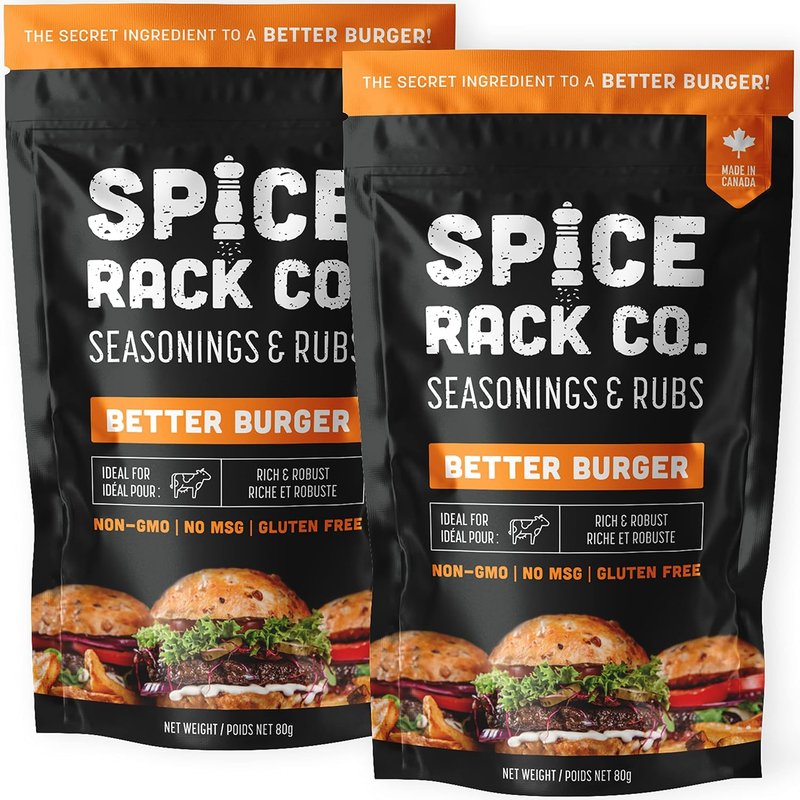 Gourmet Burger Seasoning And Spices - Spice Rack Co Better Burger Hamburger Seasoning, No MSG, Non-GMO, and Gluten-Free Cheeseburger Spices For Grilling, Frying, Roasting, Broiling (2 Pack)