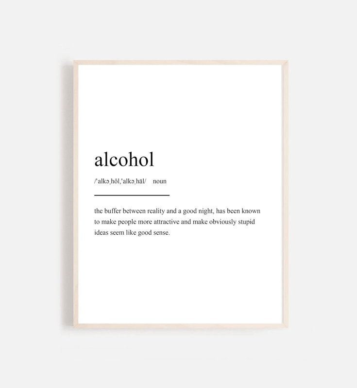 [SF Customizables] Alcohol Definition Print, Wall Art Prints, Poster, Framed Poster or Canvas, Quote Prints, Minimalist Print, Modern Art, Scandianvian Print (Canvas Print +7 Days, 12x18 Inches) Canvas Print +7 Days 12x18 Inches
